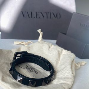 Valentino black leather bracelet